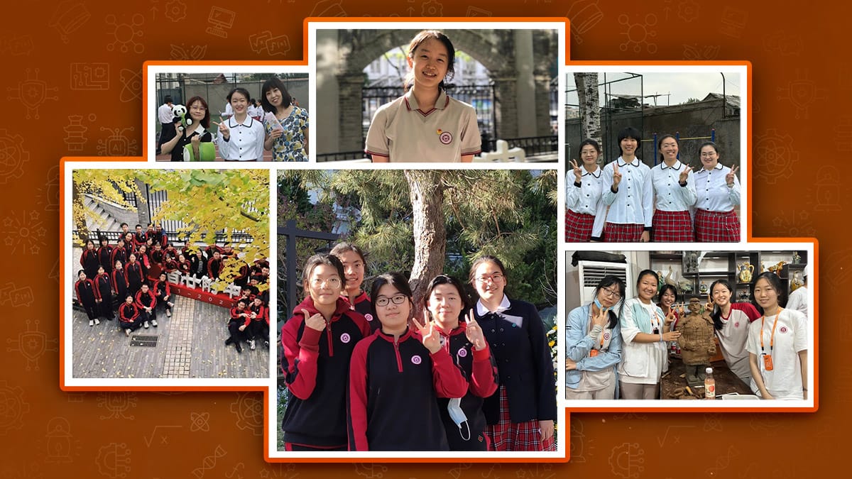 The High School Affiliated to Beijing Normal University students in various school uniforms and activities