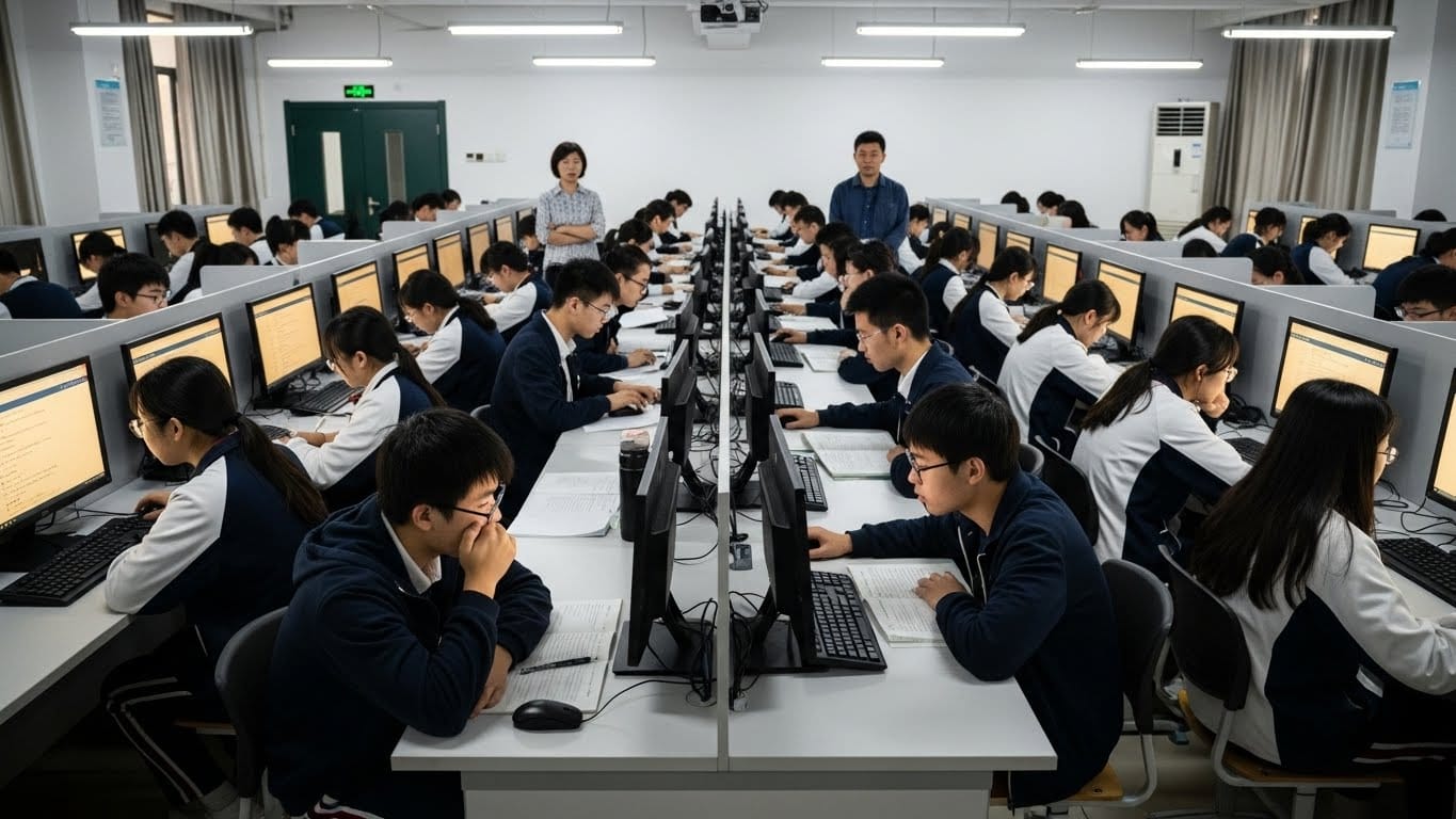 China Academic Proficiency Test CBT exam hall for high school students