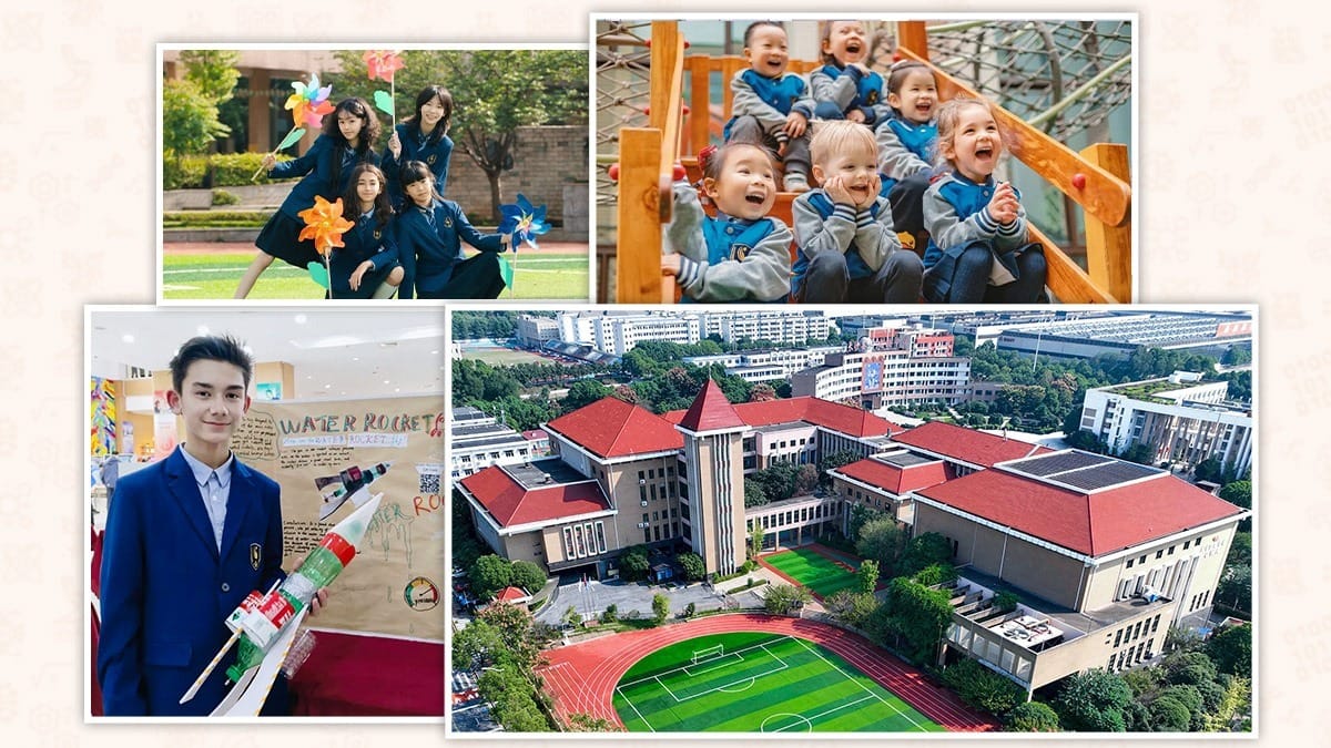 Changsha WES (Bilingual) Academy students, campus facilities, and aerial view of school grounds