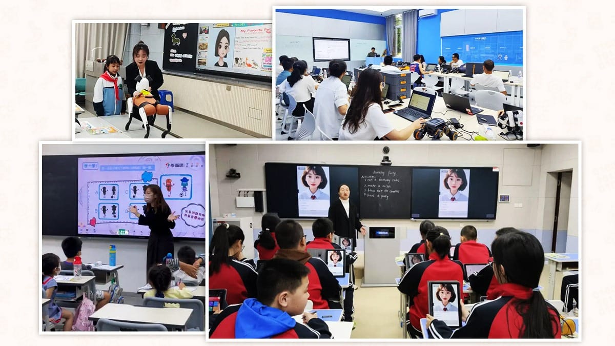 Schools of the Future showing Chinese K12 classrooms with tablets and smart displays
