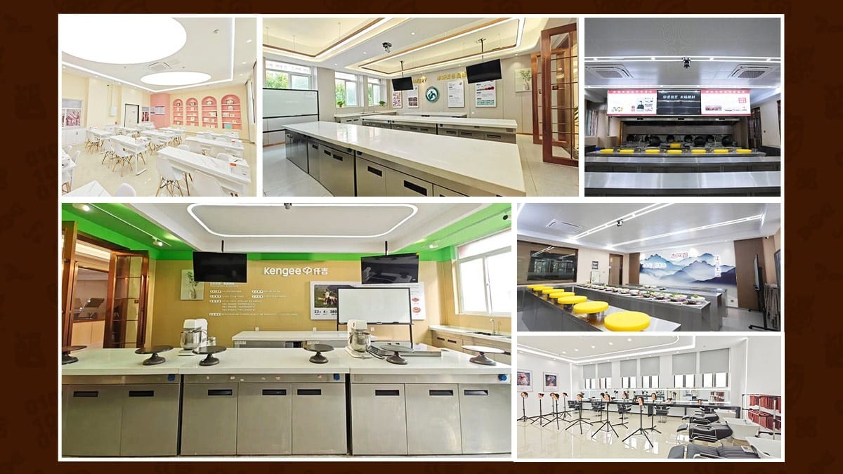 Cuisine Schools in China modern facilities including kitchens, classrooms, and training labs