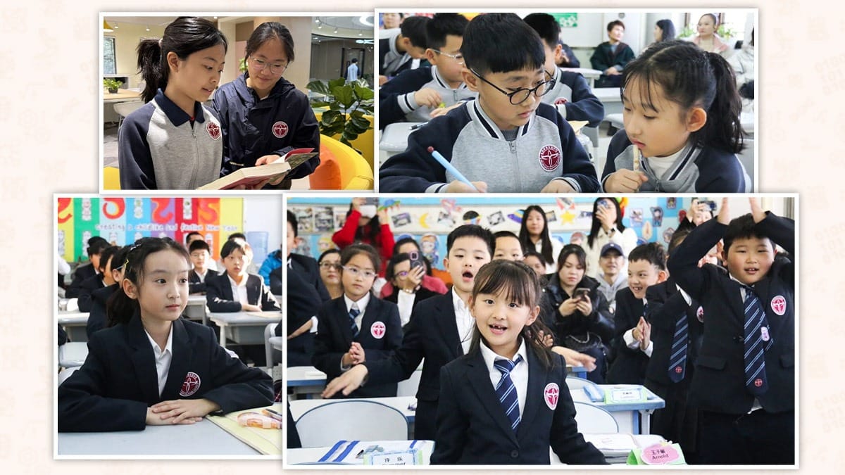 Bilingual private schools in China students learning and engaging in uniform classrooms