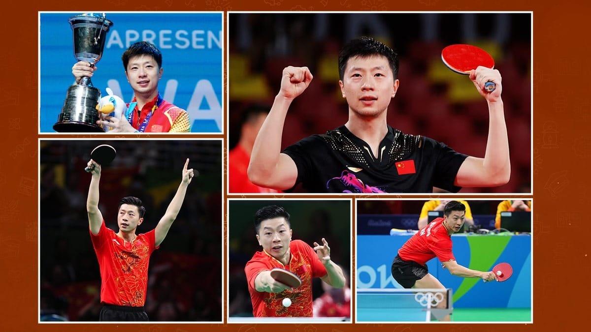Beijing Shichahai Sports School alumni male table tennis champion celebrating Olympic victories