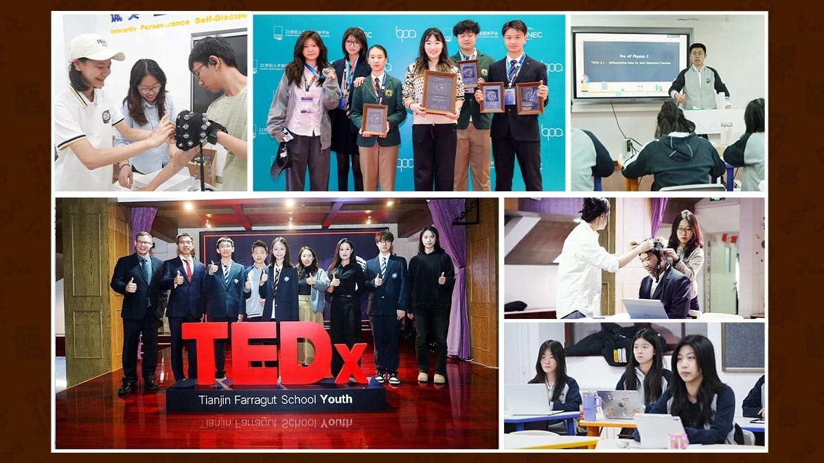 Tianjin Farragut School students at TEDx event, awards, and classroom sessions