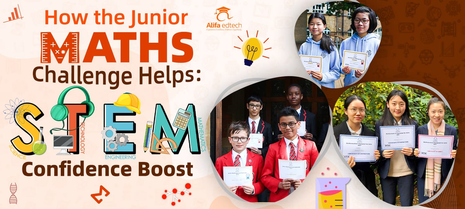 Junior Maths Challenge students holding certificates celebrating STEM confidence achievements