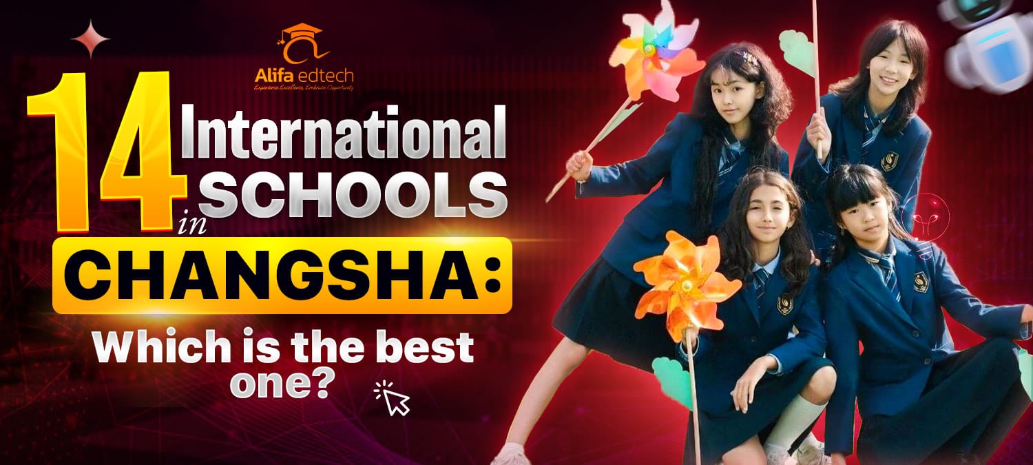 International schools in Changsha students in uniforms with colorful pinwheels