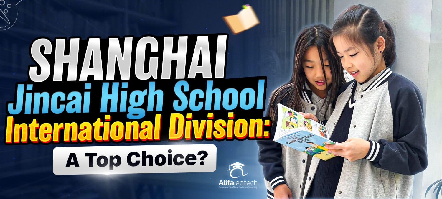 Shanghai Jincai High School International Division students reading together outdoors